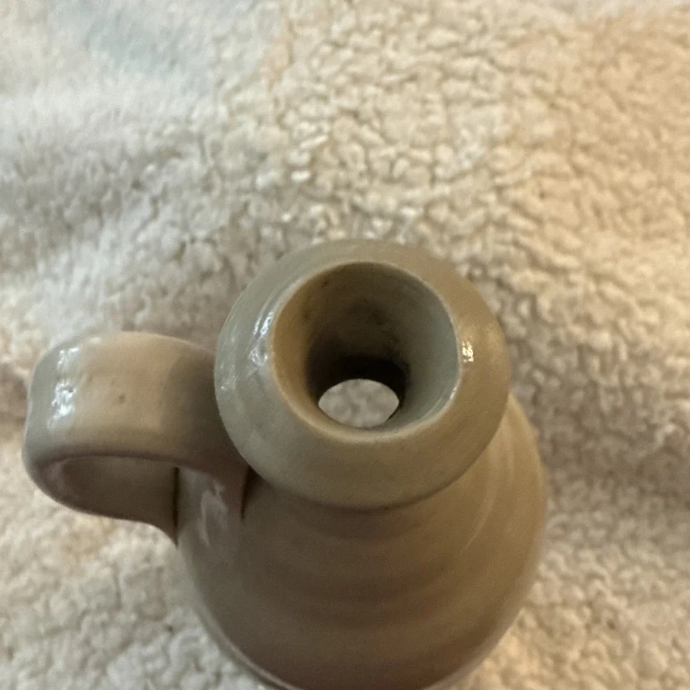 Williamsburg Pottery Salt Glaze Colonial Jug Candle Holder Cobalt Blue 9